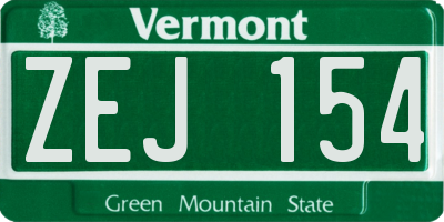 VT license plate ZEJ154