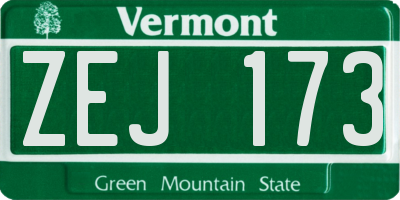 VT license plate ZEJ173