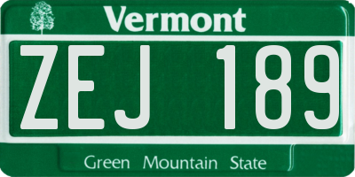 VT license plate ZEJ189