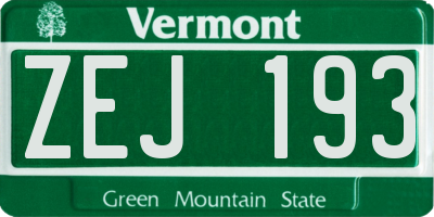VT license plate ZEJ193