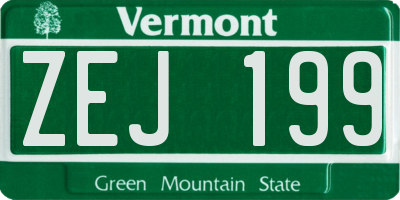 VT license plate ZEJ199