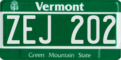 VT license plate ZEJ202