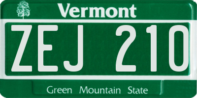 VT license plate ZEJ210