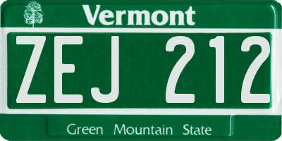 VT license plate ZEJ212