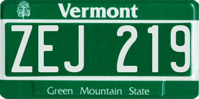 VT license plate ZEJ219