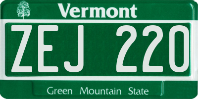 VT license plate ZEJ220