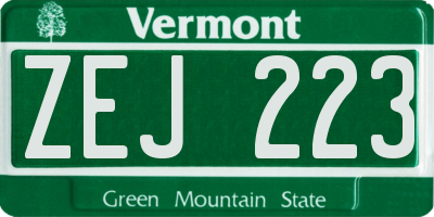 VT license plate ZEJ223