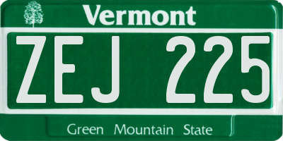 VT license plate ZEJ225