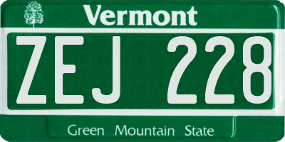 VT license plate ZEJ228