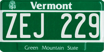 VT license plate ZEJ229