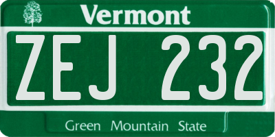 VT license plate ZEJ232