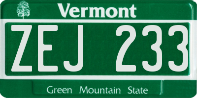 VT license plate ZEJ233