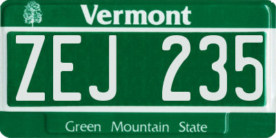 VT license plate ZEJ235