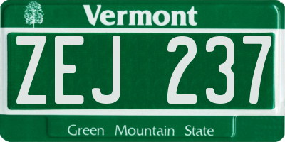 VT license plate ZEJ237