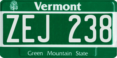 VT license plate ZEJ238