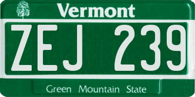 VT license plate ZEJ239