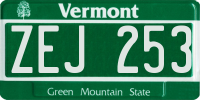 VT license plate ZEJ253