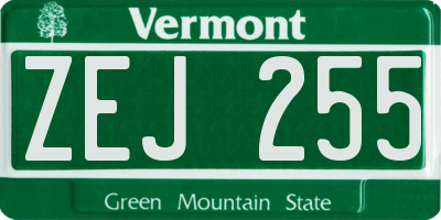 VT license plate ZEJ255