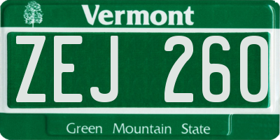 VT license plate ZEJ260