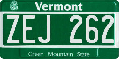 VT license plate ZEJ262
