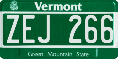 VT license plate ZEJ266