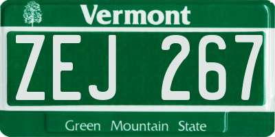 VT license plate ZEJ267