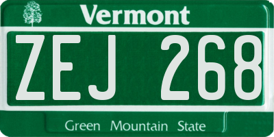 VT license plate ZEJ268