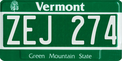 VT license plate ZEJ274