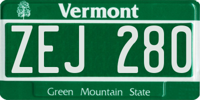 VT license plate ZEJ280