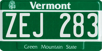 VT license plate ZEJ283