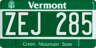 VT license plate ZEJ285