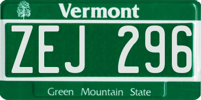 VT license plate ZEJ296