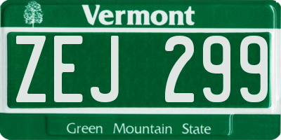 VT license plate ZEJ299