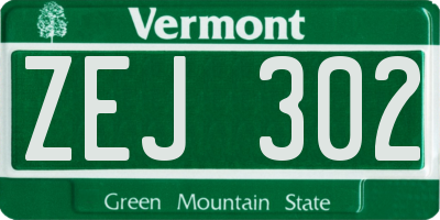 VT license plate ZEJ302