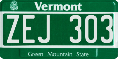 VT license plate ZEJ303