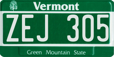 VT license plate ZEJ305