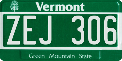 VT license plate ZEJ306