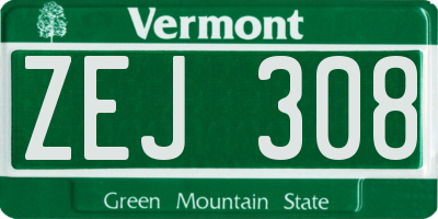 VT license plate ZEJ308