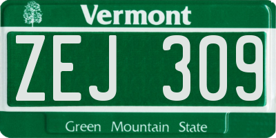 VT license plate ZEJ309
