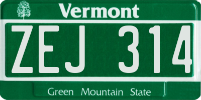 VT license plate ZEJ314
