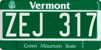 VT license plate ZEJ317