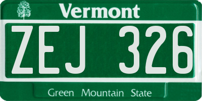 VT license plate ZEJ326