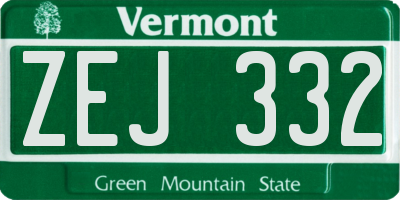 VT license plate ZEJ332