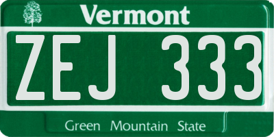VT license plate ZEJ333