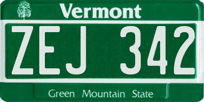 VT license plate ZEJ342
