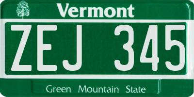 VT license plate ZEJ345