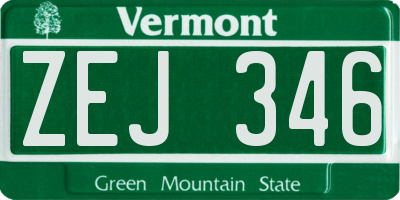 VT license plate ZEJ346