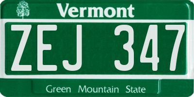 VT license plate ZEJ347