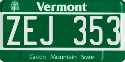 VT license plate ZEJ353