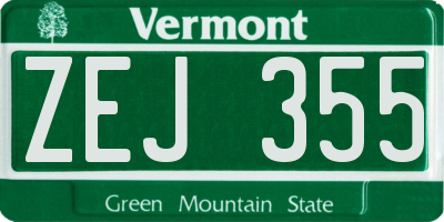 VT license plate ZEJ355